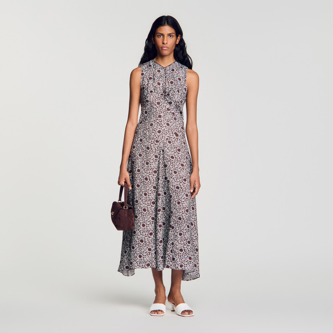 Daisy print maxi dress - Brown