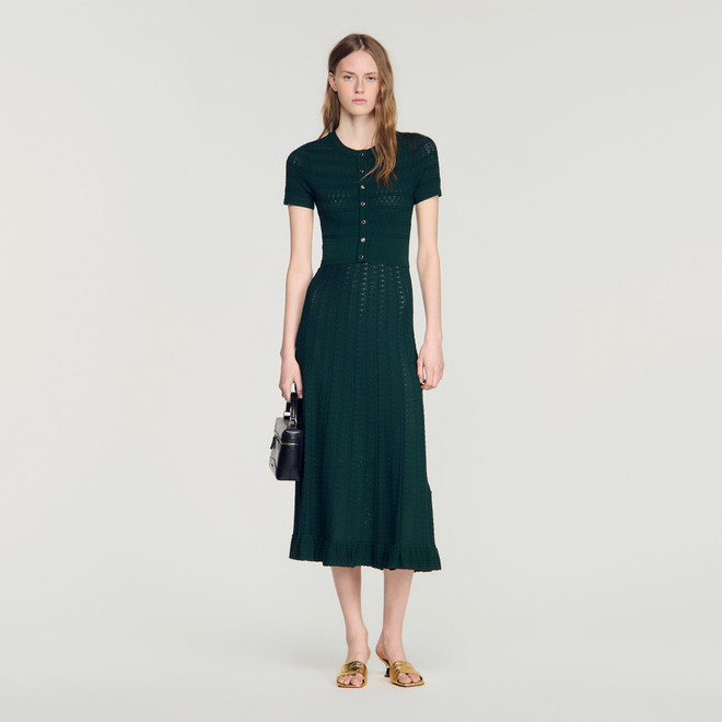 Pointelle knit maxi dress - Green