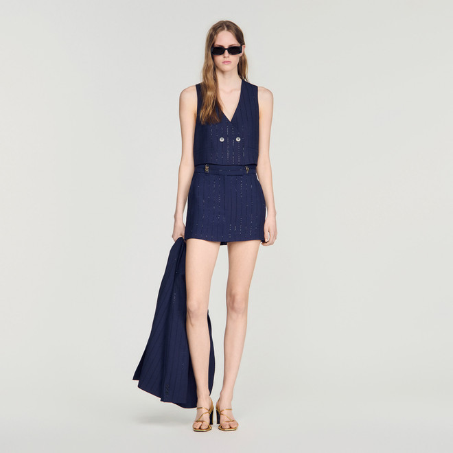 Striped sequin skort - Navy