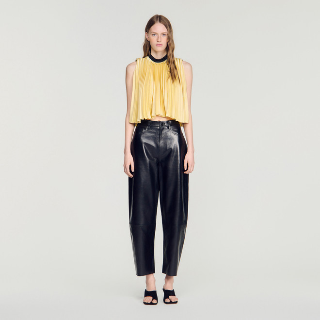 Pleated tie-back top - Yellow