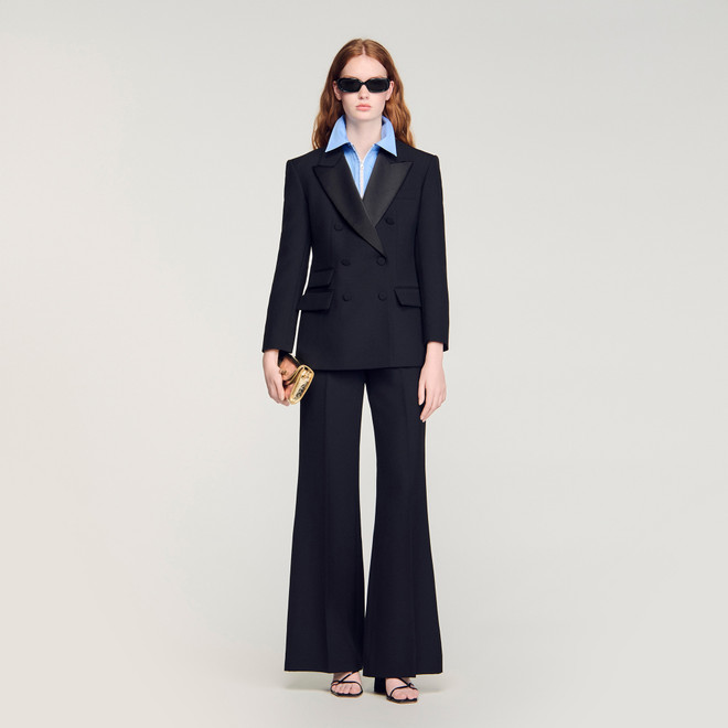 Tuxedo jacket with satin collar - Black