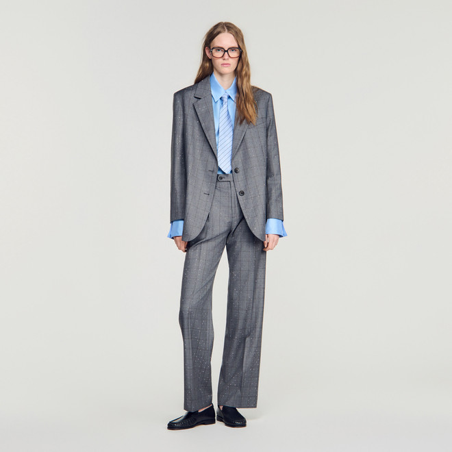 Checked wool jacket - Grey