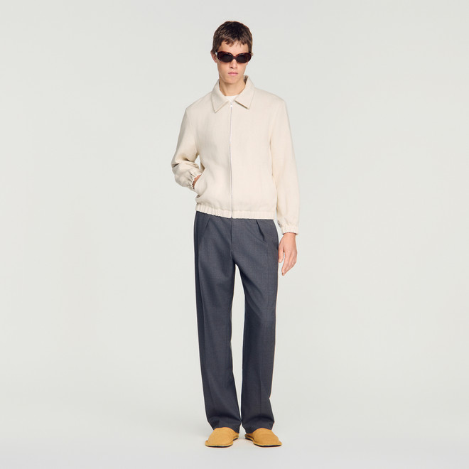 Cotton zip-up jacket - Ecru