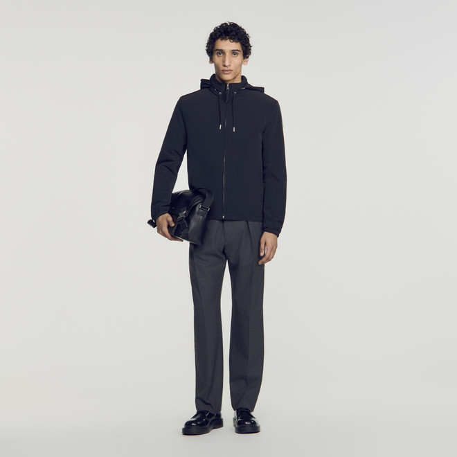 Hooded zip-up jacket - Black