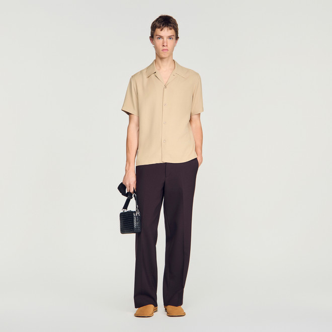 Loose-fit shark collar shirt - Sand