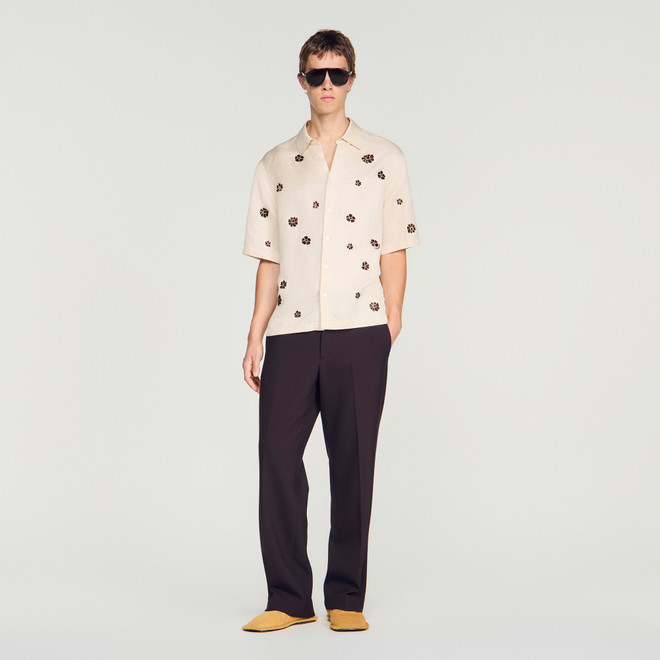 Loose-fit floral shirt - Ecru