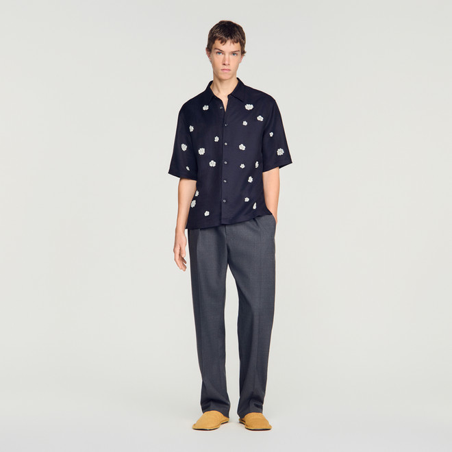 Loose-fit floral shirt - Navy