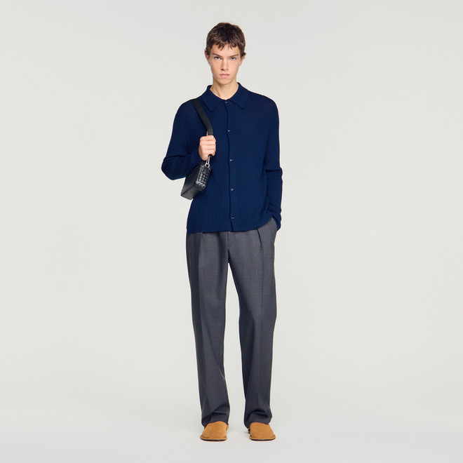 Rib knit shirt - Navy