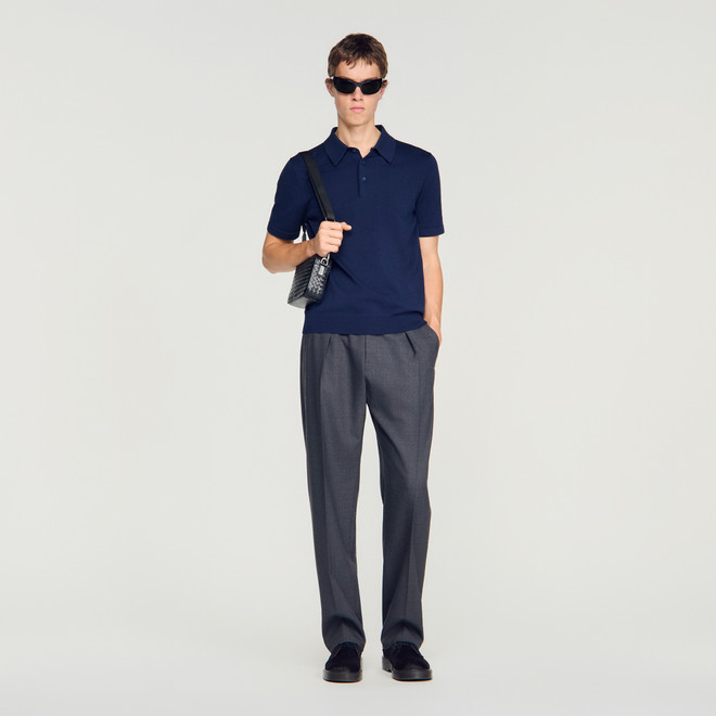 Cotton and silk polo shirt - Navy