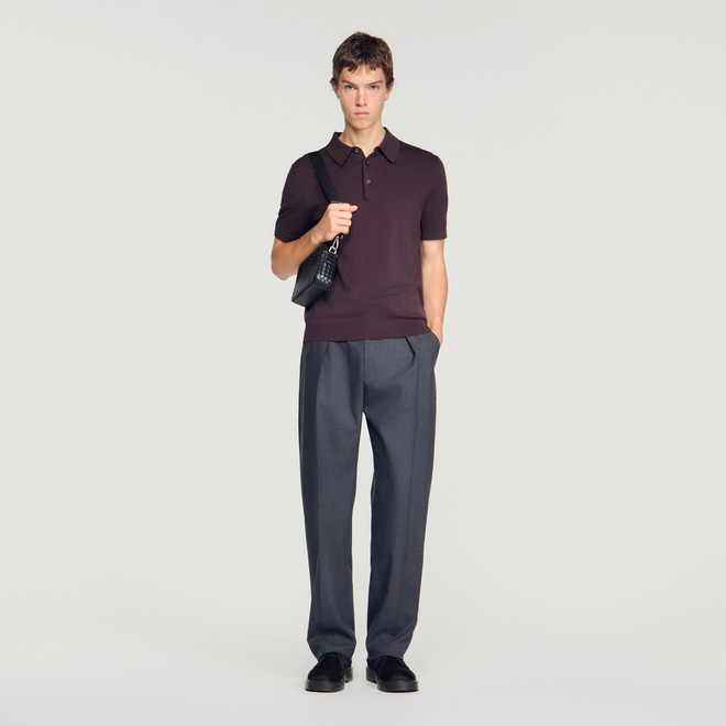 Cotton and silk polo shirt - Brown