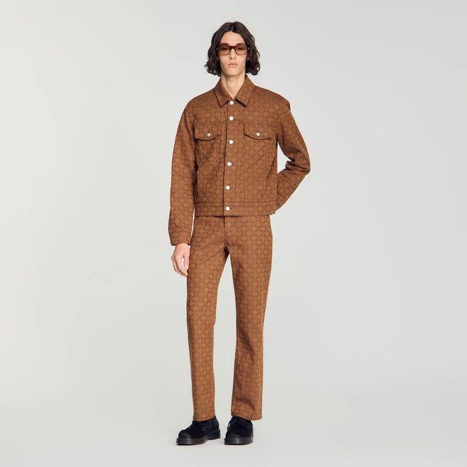Square Cross denim jacket - Brown