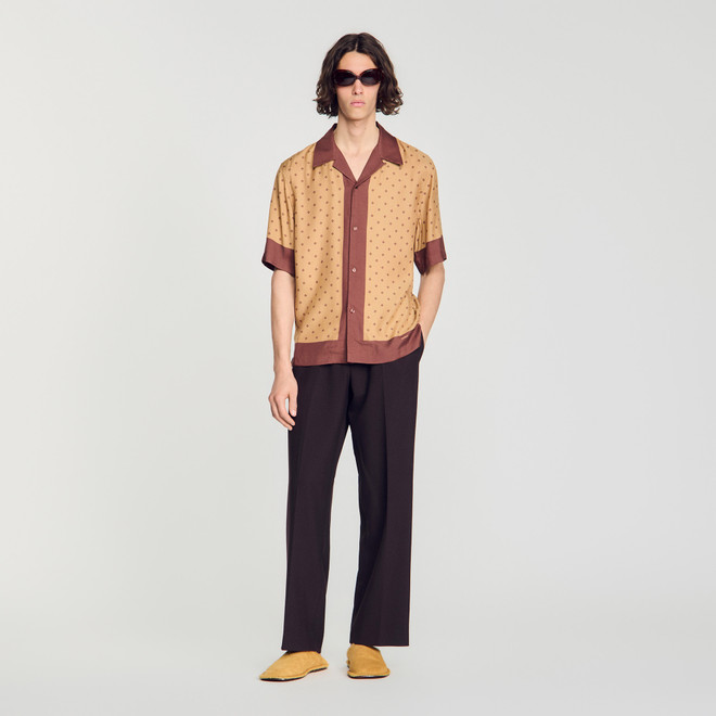 Micro cross motif shirt - Camel