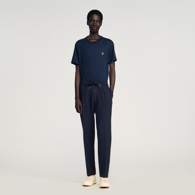 Elasticated straight trousers - Black