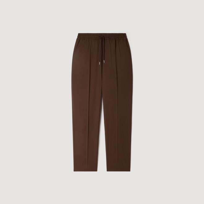 Elasticated wool trousers - Brown