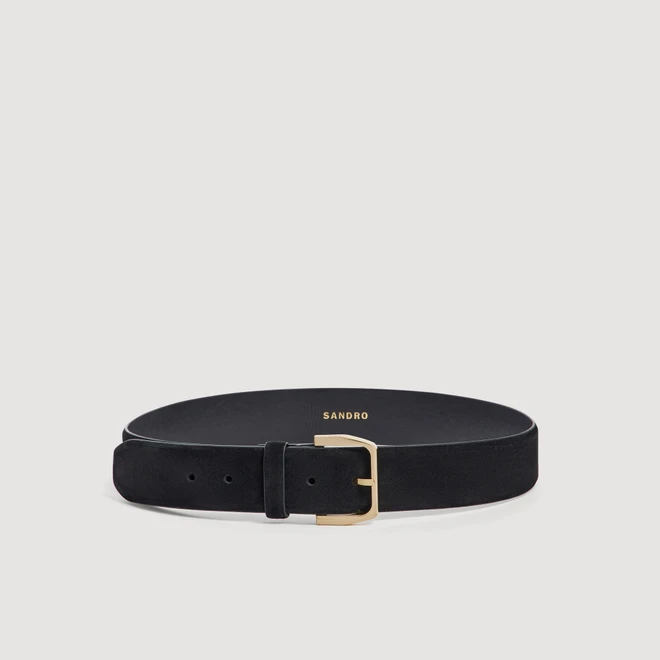 Leather belt with metal buckle - Black