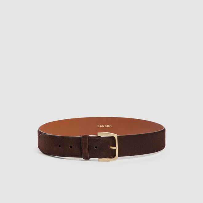 Leather belt with metal buckle - Brown