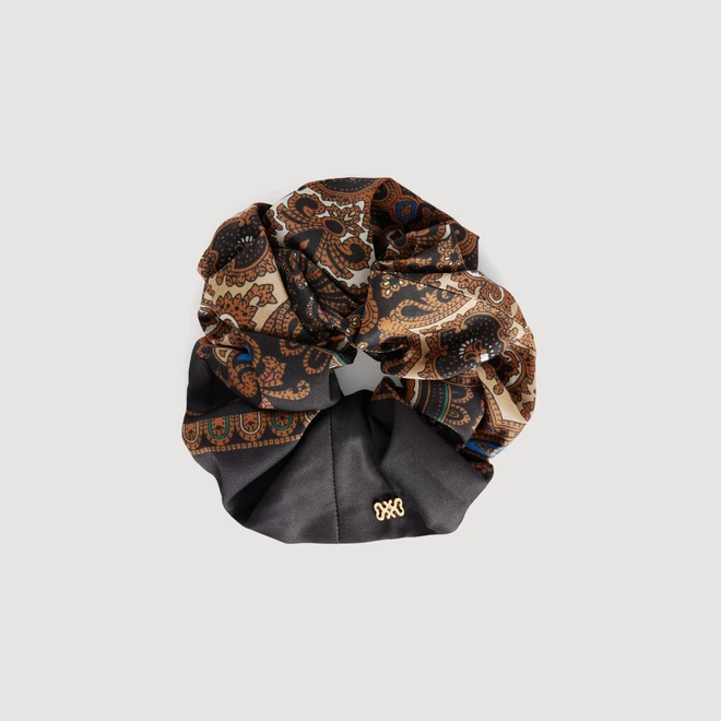 Scarf print scrunchie - Black