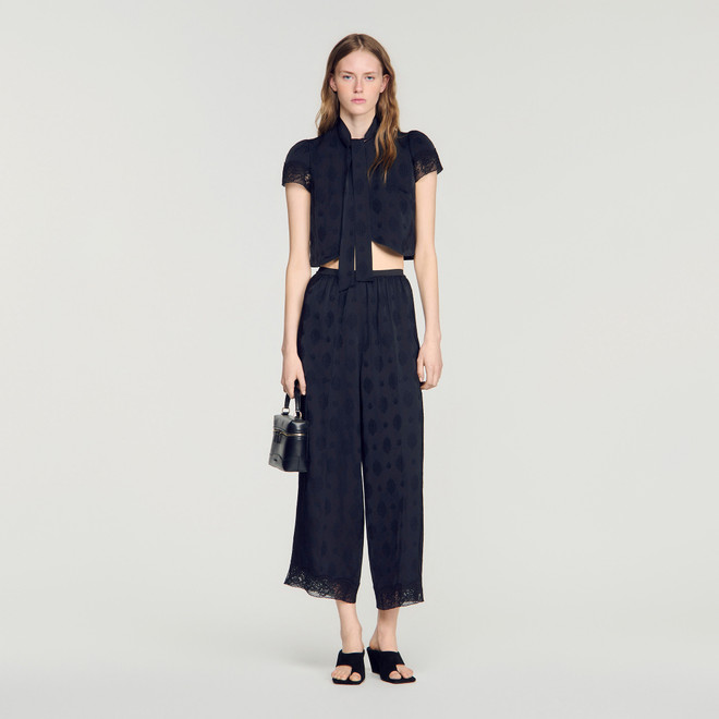 Fluid Paisley jacquard trousers - Black