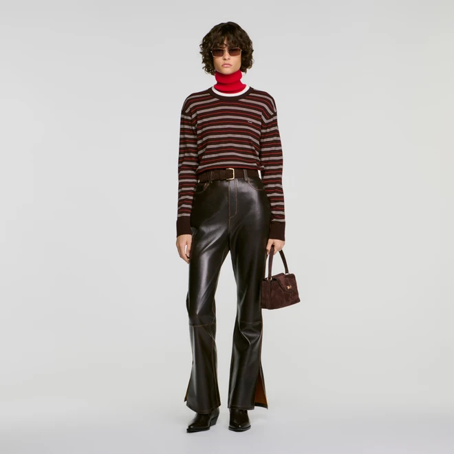 Distressed leather trousers - Brown