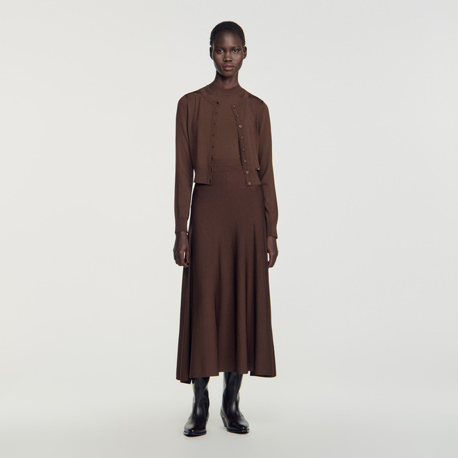 Long sheer-effect skirt - Brown