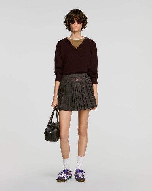 Checked pleated skirt - Grey