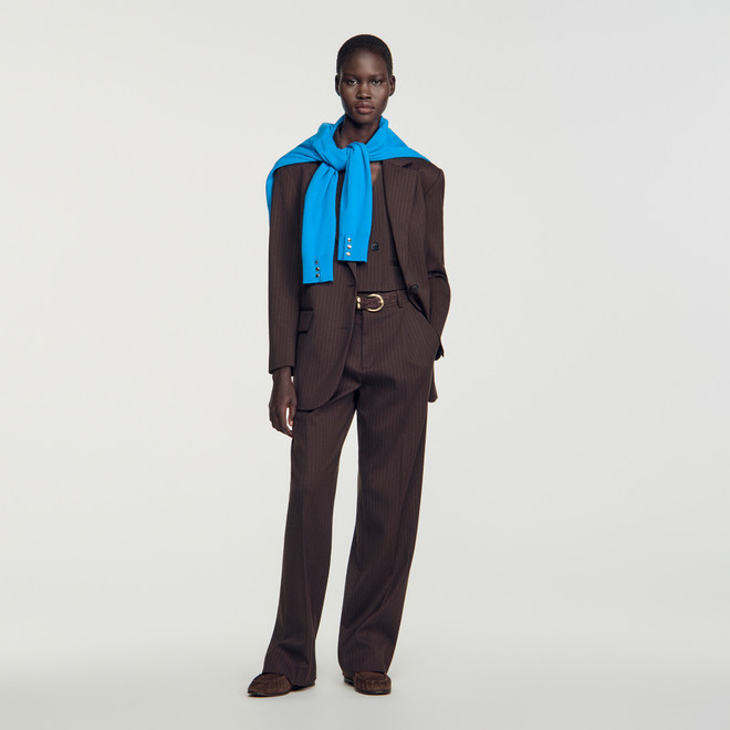 Striped suit jacket - Brown