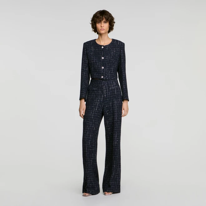 Decorative tweed trousers - Blue