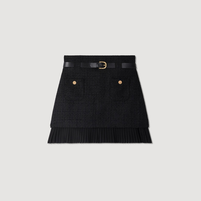 2-in-1 tweed skirt - Black