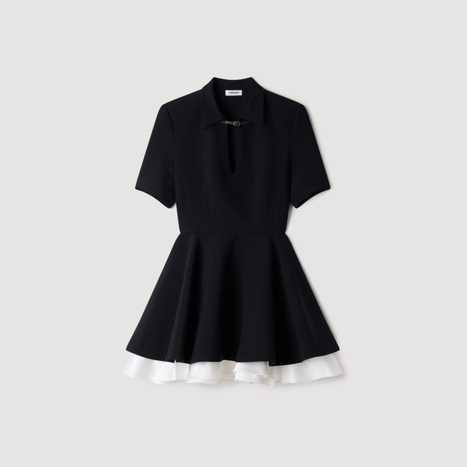 Short contrast skater dress - Black