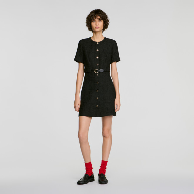 2-in-1 tweed dress - Black