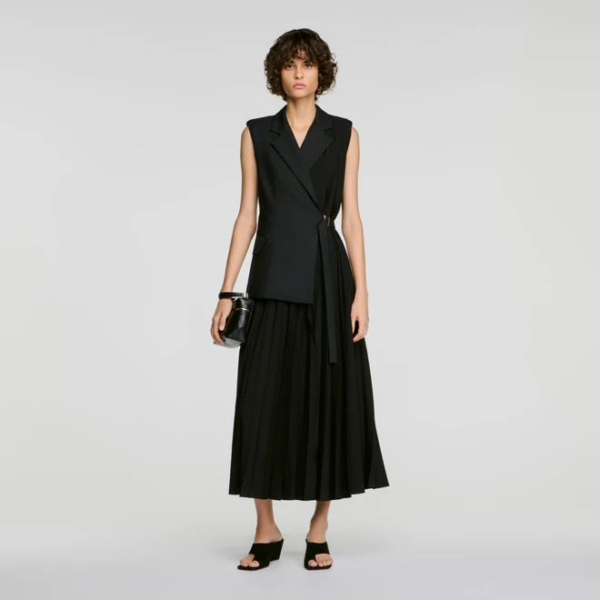 2-in-1 wraparound maxi dress - Black