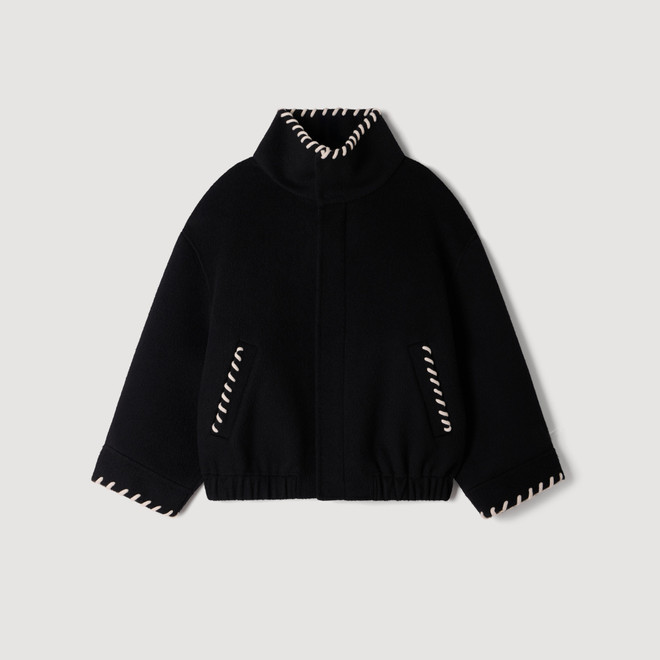 Jacket with topstitched details - Black