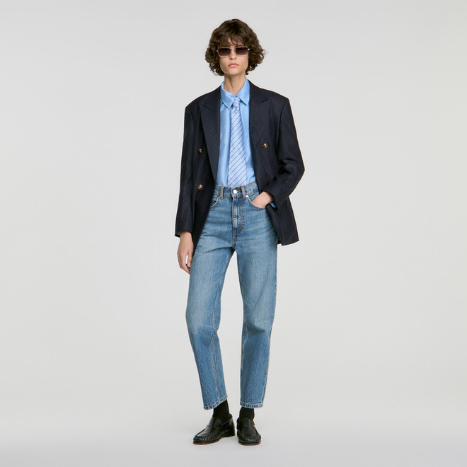 Jewellery detail satin shirt - Blue