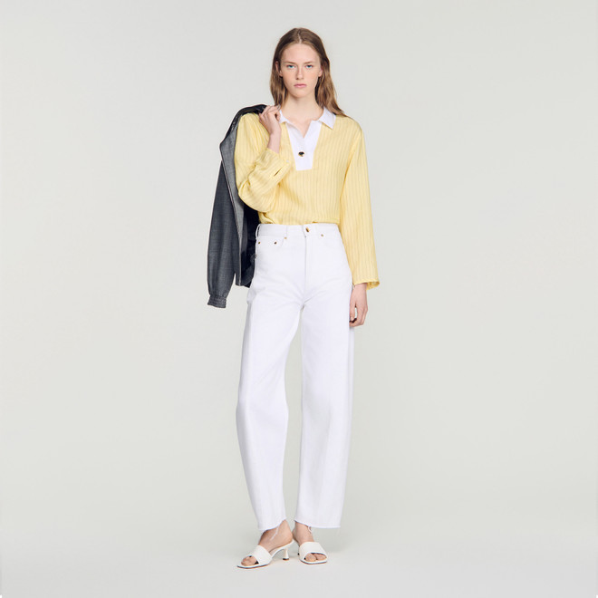 Striped cotton top - Yellow