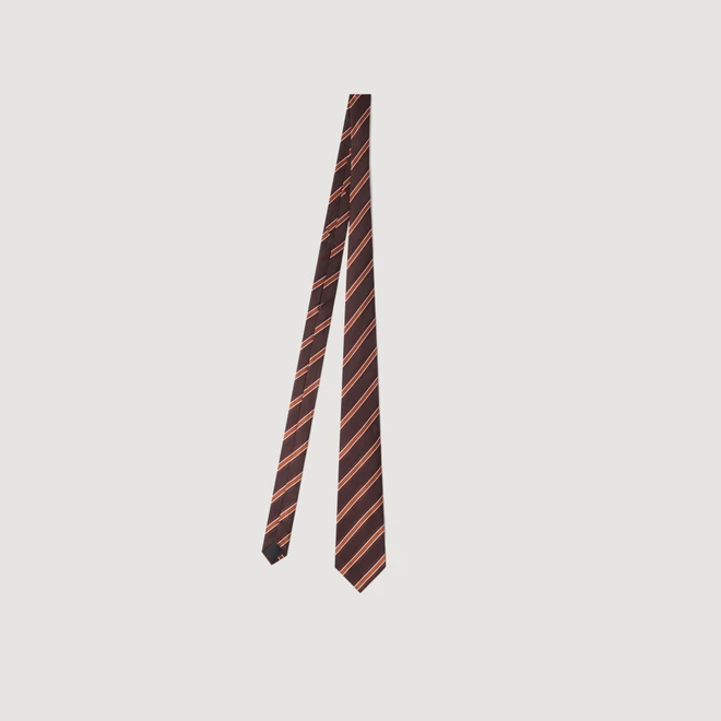 Striped silk tie - Brown