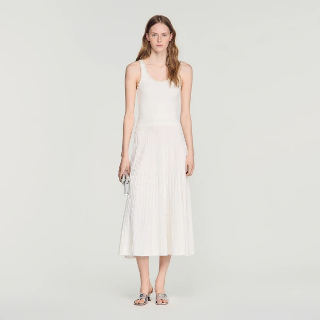 Rhinestone knit maxi dress - White