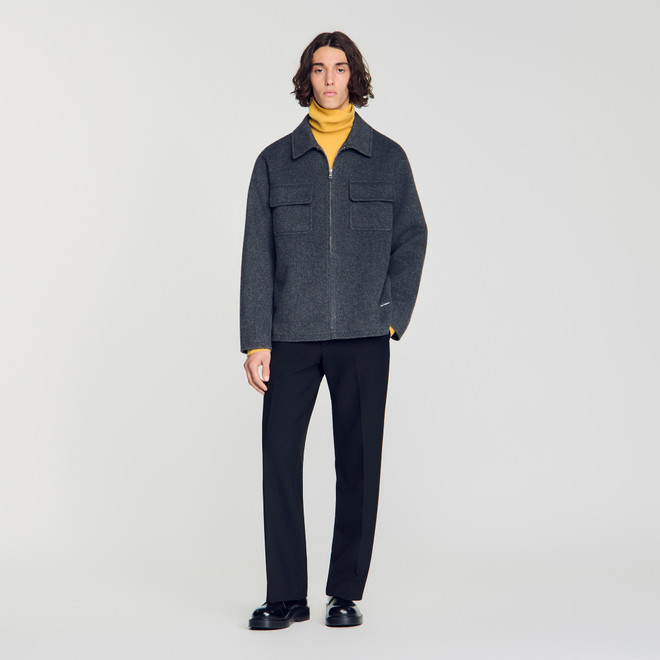 Double-faced zipped overshirt - Grey