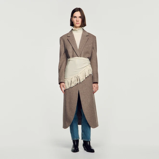 Long double-faced wool coat - Beige
