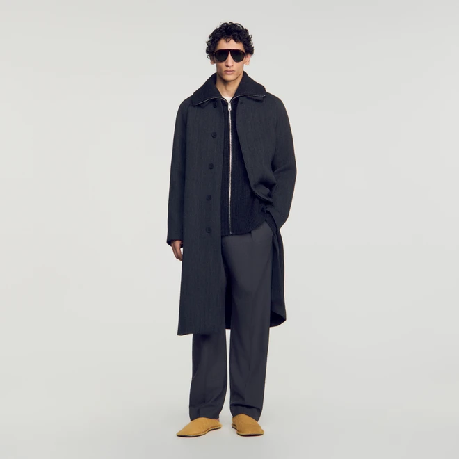 Long oversized cotton coat - Grey