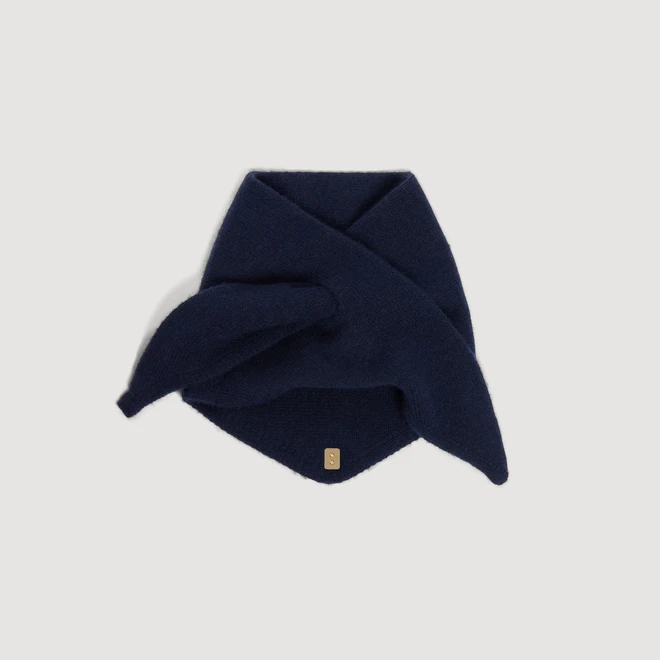 Tie-up wool bandana - Navy