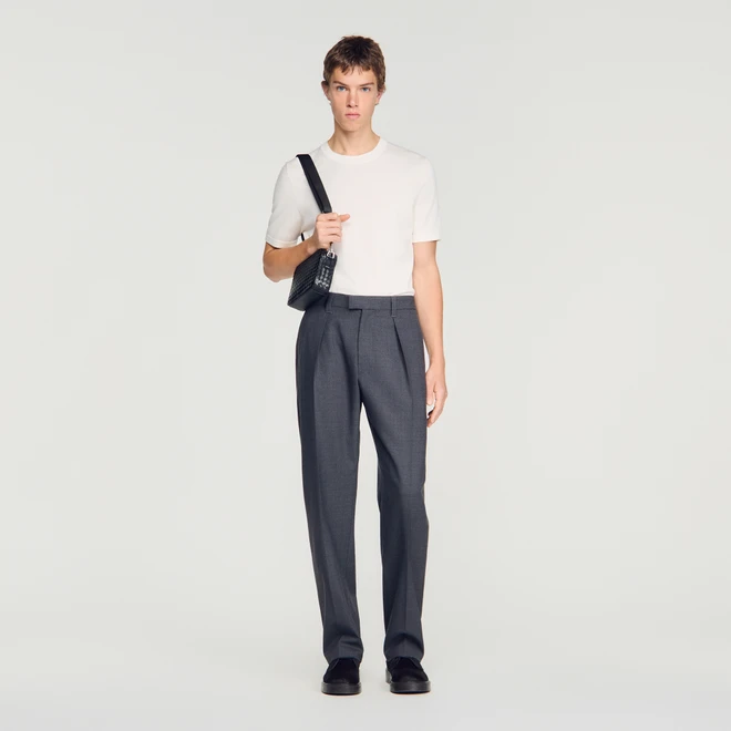 Wide-leg wool trousers - Grey