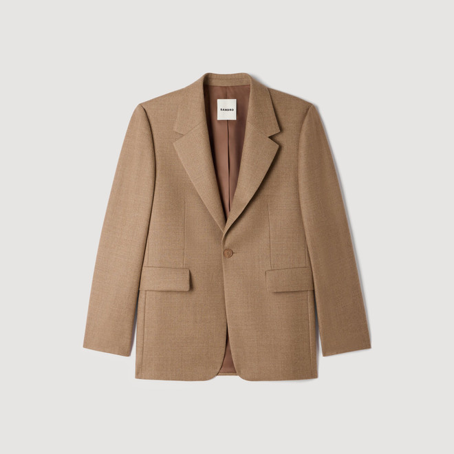 Loose wool suit jacket - Beige