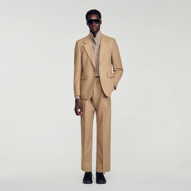 Loose wool suit jacket - Beige