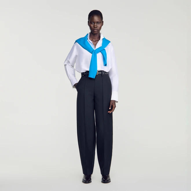 Barrel-leg tweed trousers - Black
