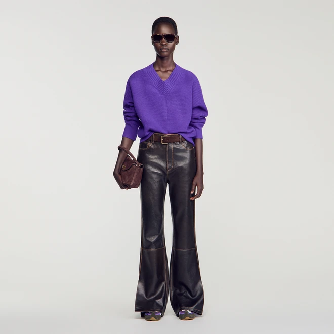 Ribbed wool and cashmere jumper - Mauve