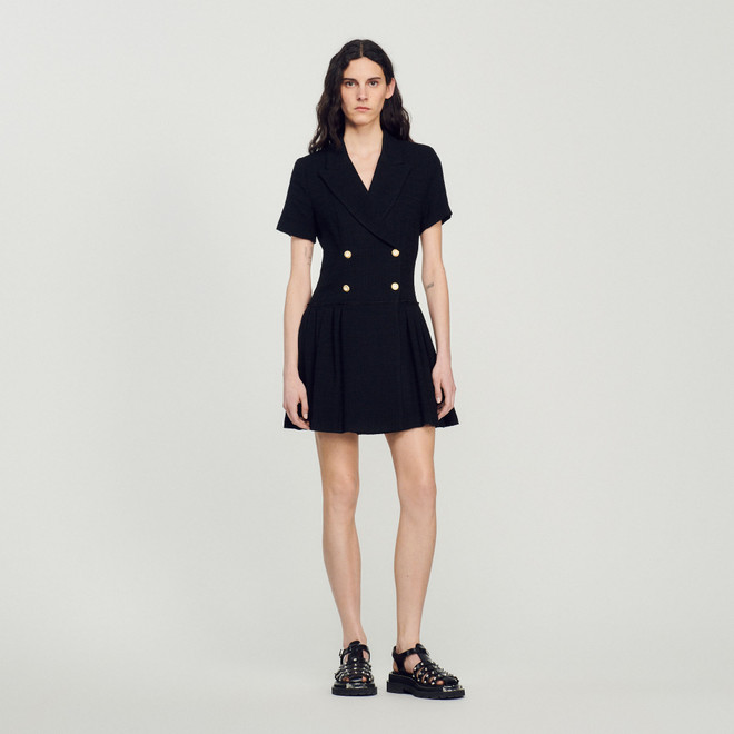 Short tweed coat dress - Black