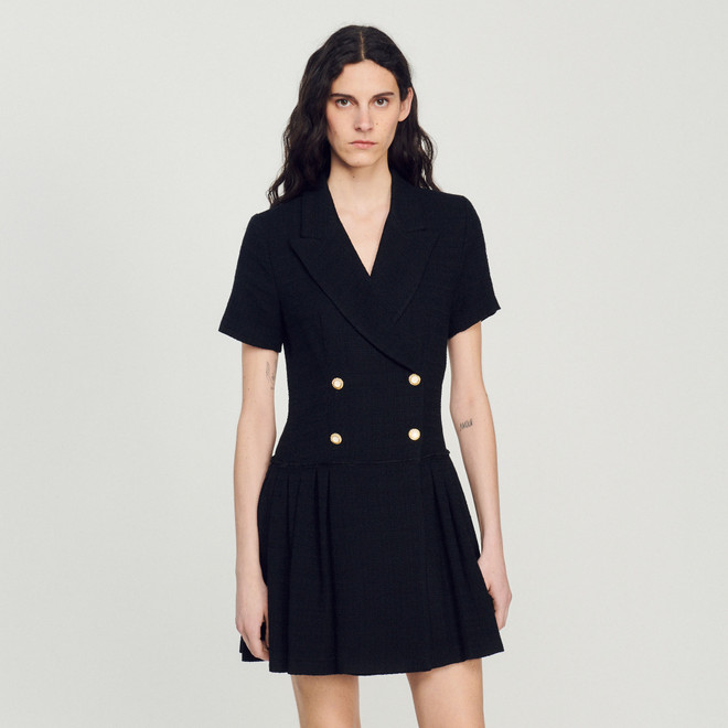 Short tweed coat dress - Black