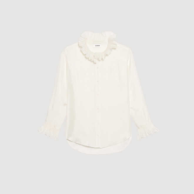 Floaty shirt with gathered collar - Ecru