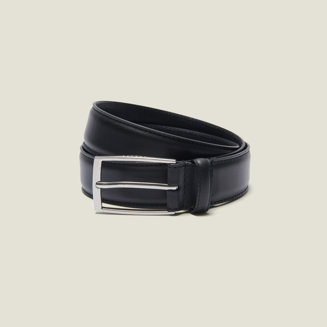 Plain leather loop belt - Noir