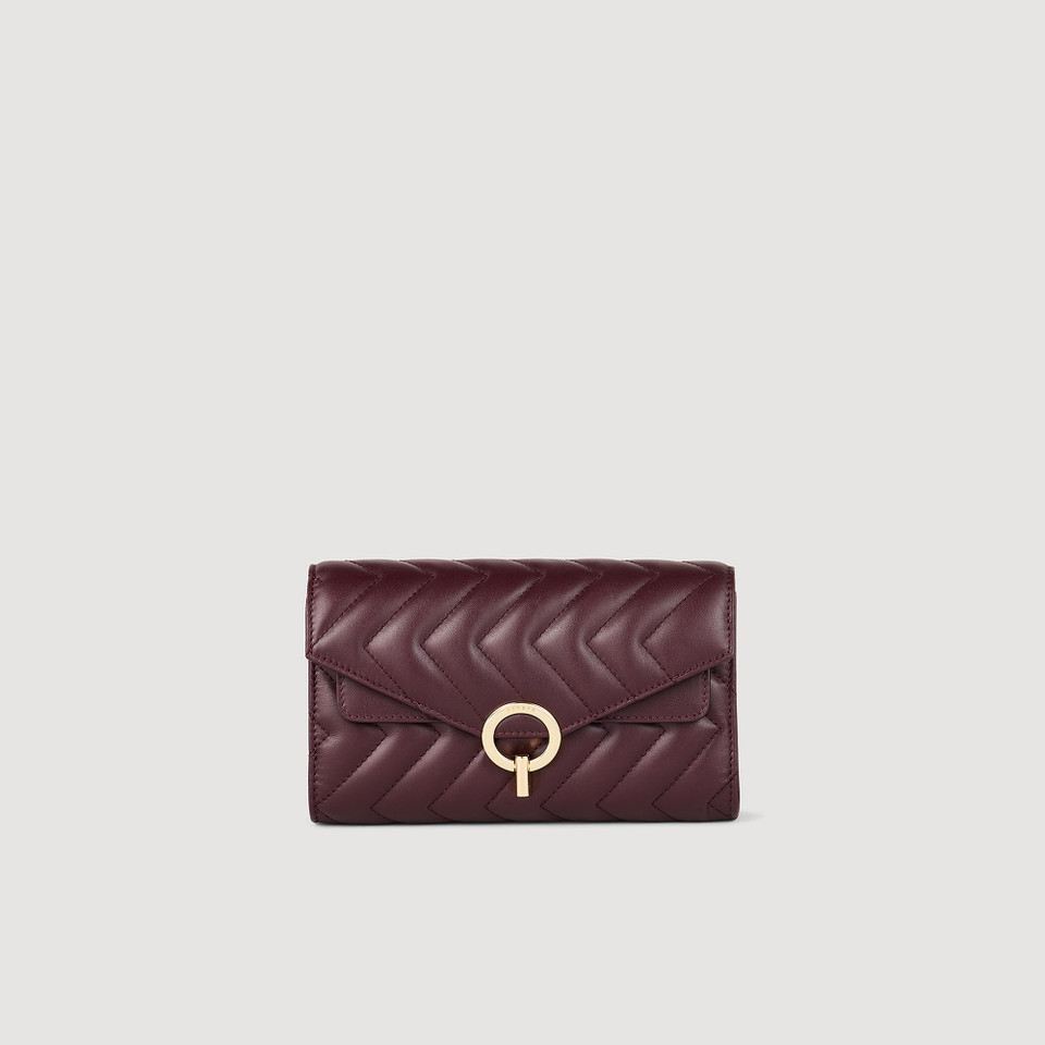 Leather crossbody clutch bag Bordeaux Sandro Paris